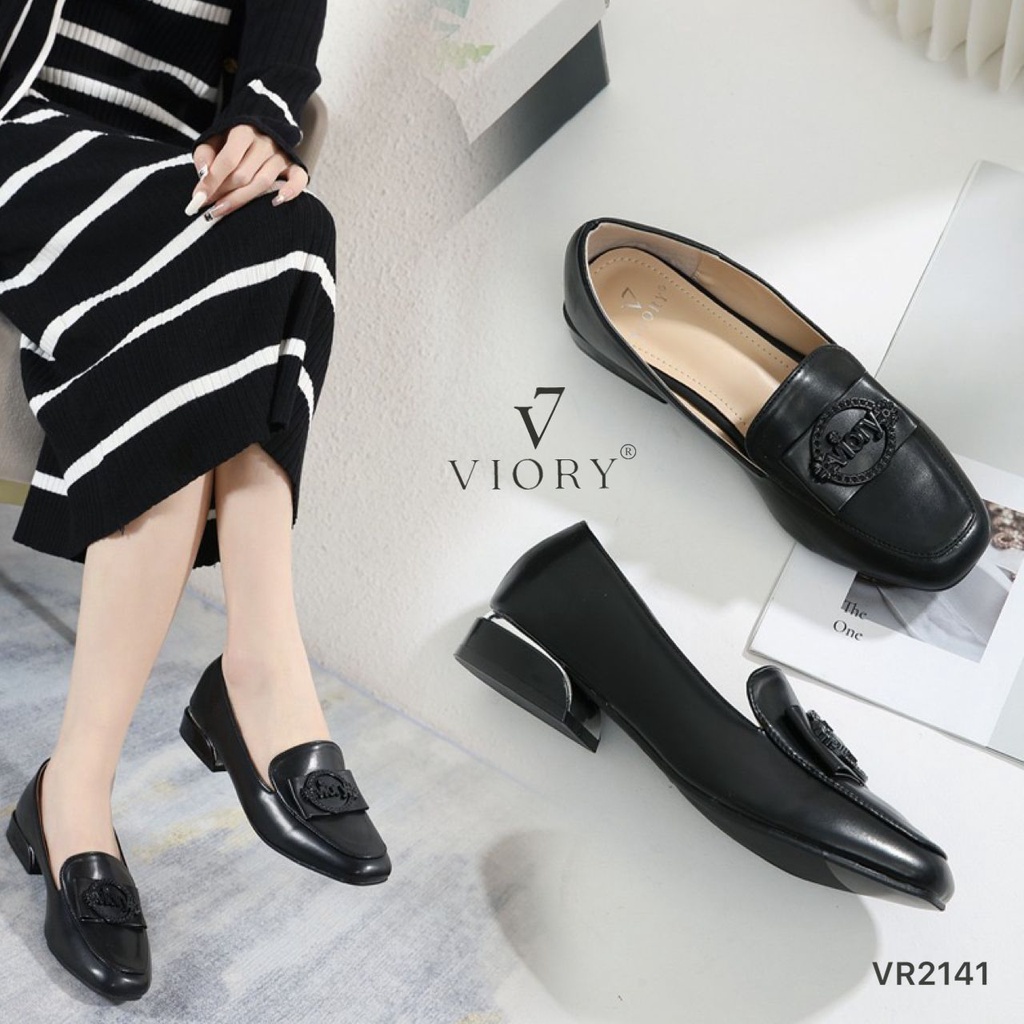 VIORY Sepatu Loafers Block Heels Shoes #VR2141 ORIGINAL