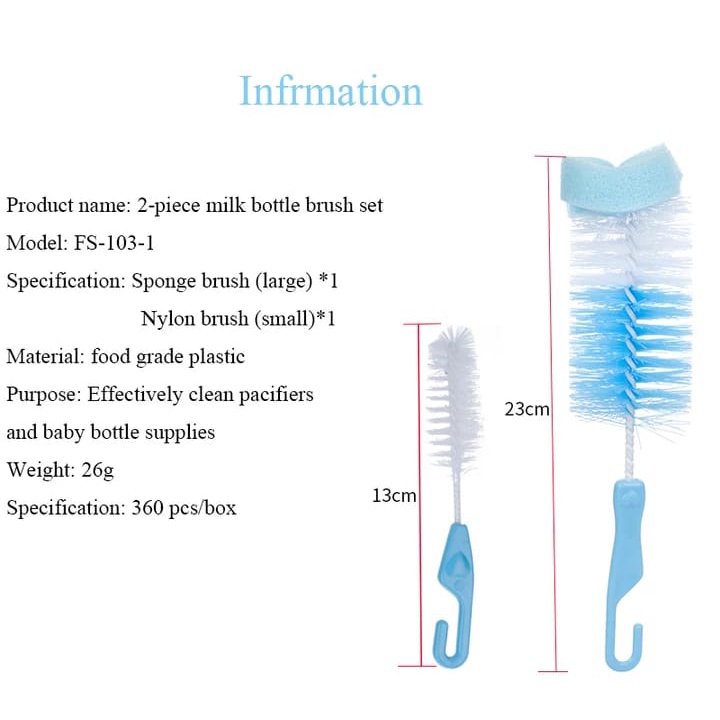 Alibaba1688 Sikat Botol Susu Bayi Pembersih Botol Susu 2 in 1