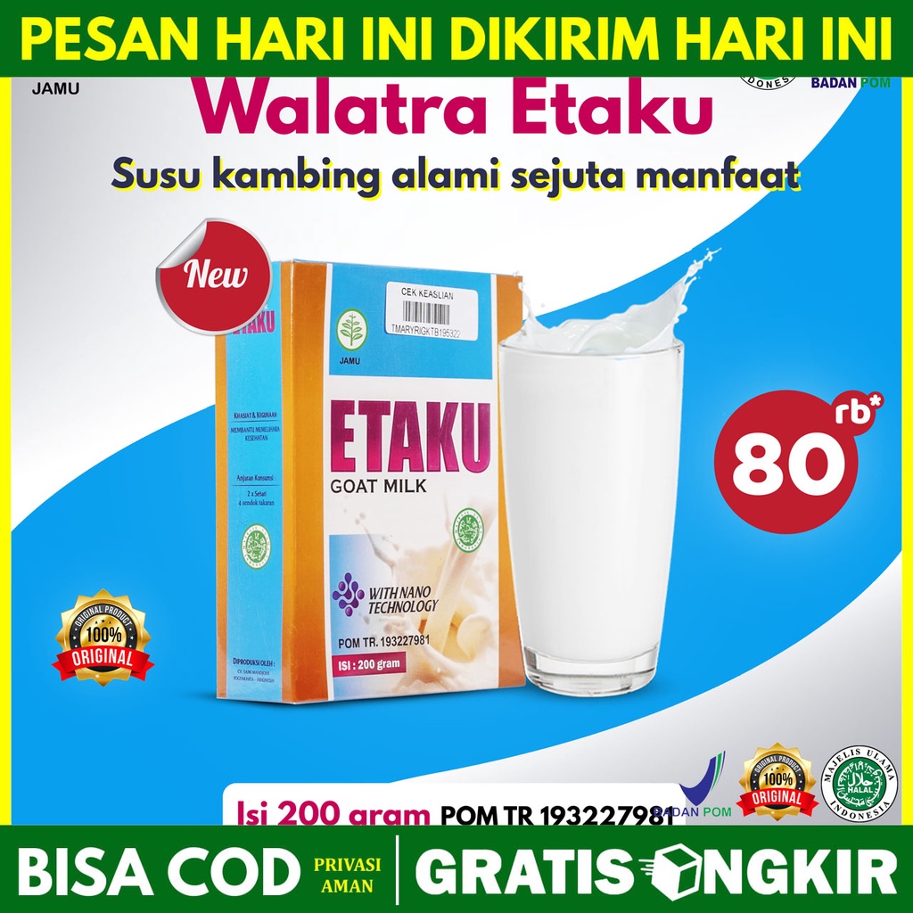 

[READY STOCK] BUKAN ETAWAKU PLATINUM TAPI ETAKU GOAT MILK - Susu Kambing Etawa Asli Original Provit & Krimer Bubuk Solusi Atasi Masalah Pernapasan Asma Nafas Lega Kalsium Rendah Lemak Rendah Gula Koleesterol Tinggi Atasi Gangguan Tulang Sendi Osteoporosis