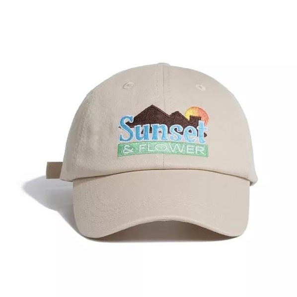 Topi Baseball Pria Wanita Dewasa Bordir Sunset dan FLOWER