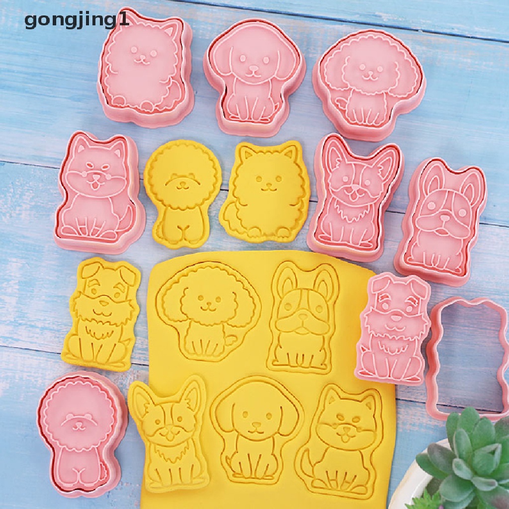 Ggg 8PCS 3D Dog Bakeware Cetakan Biskuit DIY Cookie Tools Hadiah Kue Decorag Tool ID