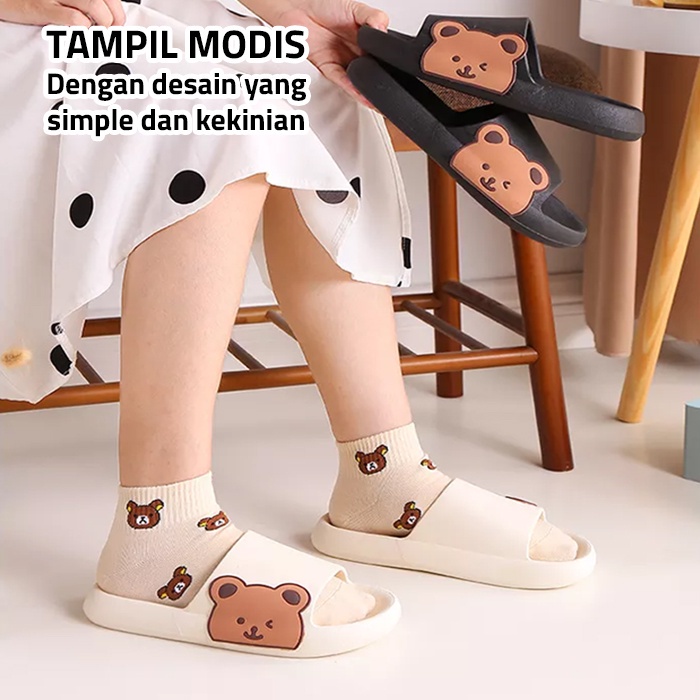 [COD] Sandal Selop Wanita Motif Beruang Lucu Sandal Jelly Lucu Cute Import Cewek Sandal Wanita Empuk Anti Selip