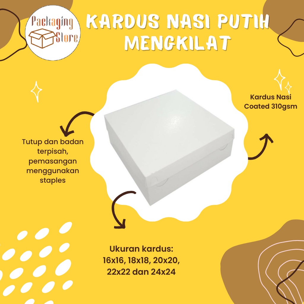 

KARDUS NASI PUTIH 18CM/ KARDUS 18X18CM/ KARDUS PUTIH MENGKILAT