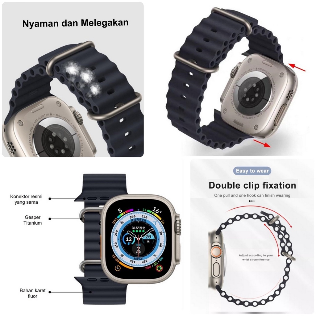 ( TANPA JAM ) OCEAN | TALI STRAP WATCH - SERIES ULTRA 8 7 6 5 4 3 2 1 SE | SIZE 38mm 40mm 41mm 42mm 44mm 45mm 49mm | Tali strap sport band apple watch iwatch smartwatch