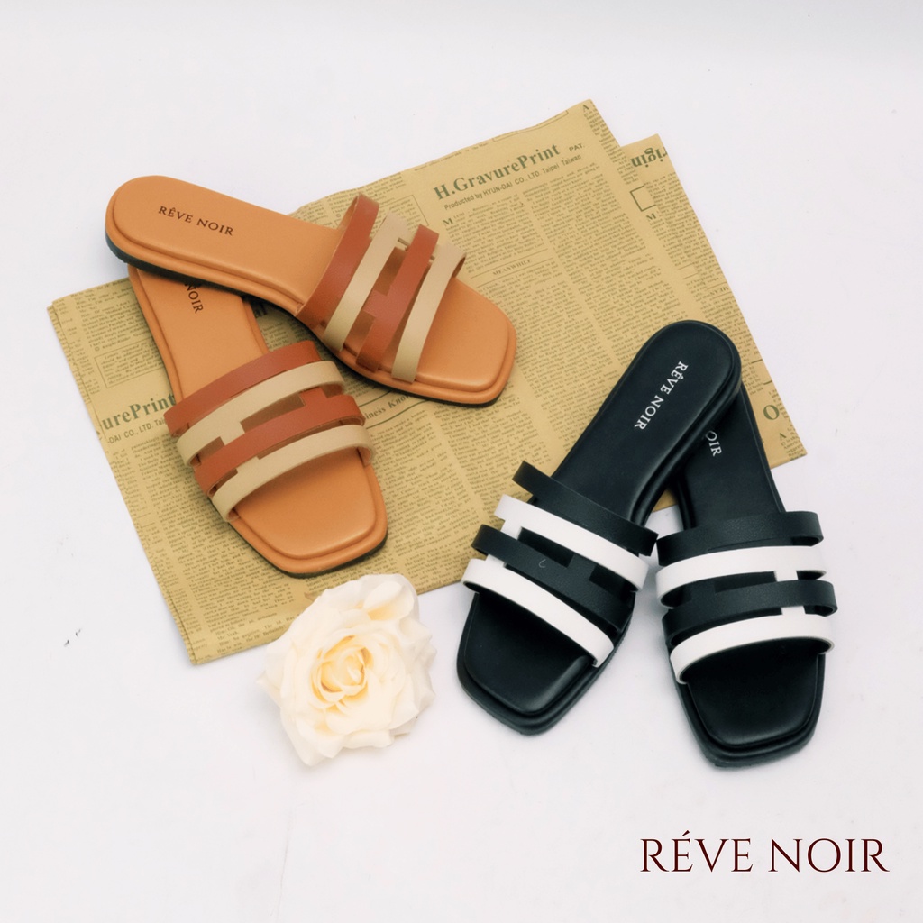 REVE NOIR Chloe Sandal Teplek Wanita | Slippers Wanita | Sandal Slippers Wanita Daily | Slippers Cas