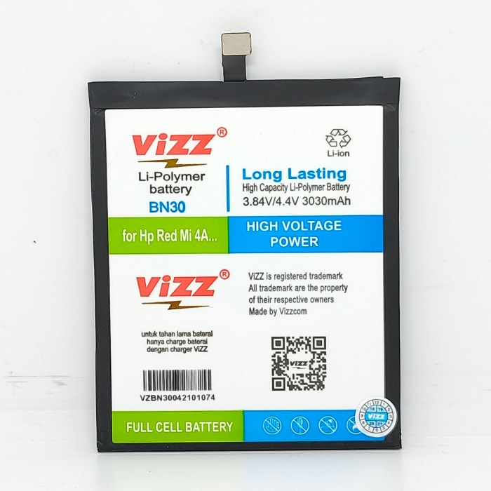 BATERAI BATRE VIZZ XIAOMI REDMI 4A BN30 ORIGINAL VIZZ
