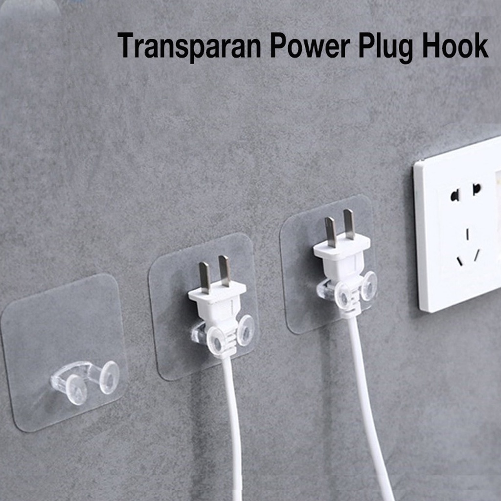 Gantungan Colokan Kepala Steker Listrik / Transparan Power Plug Hook / Hook Steker Gantungan Colokan