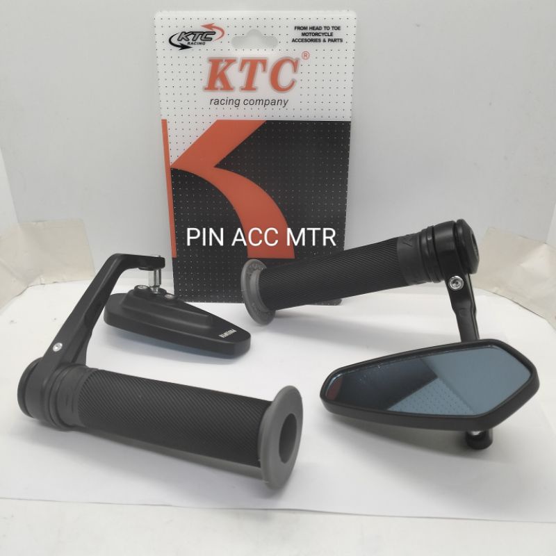 paket variasi motor spion jalu bar end/Oval/Kaca Bening/Kaca Biru + hangrip Ktc Bulu hitam untuk semua