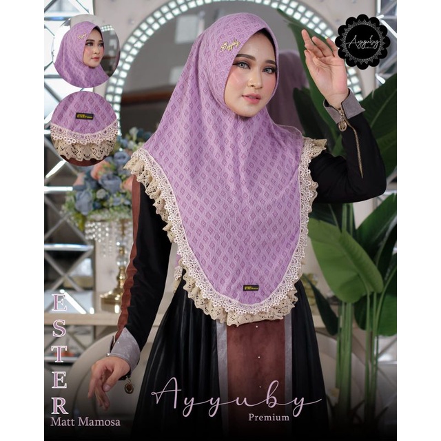Jilbab Hijab Kerudung Bergo  Instan Renda Premium Ester Original Ayyuby