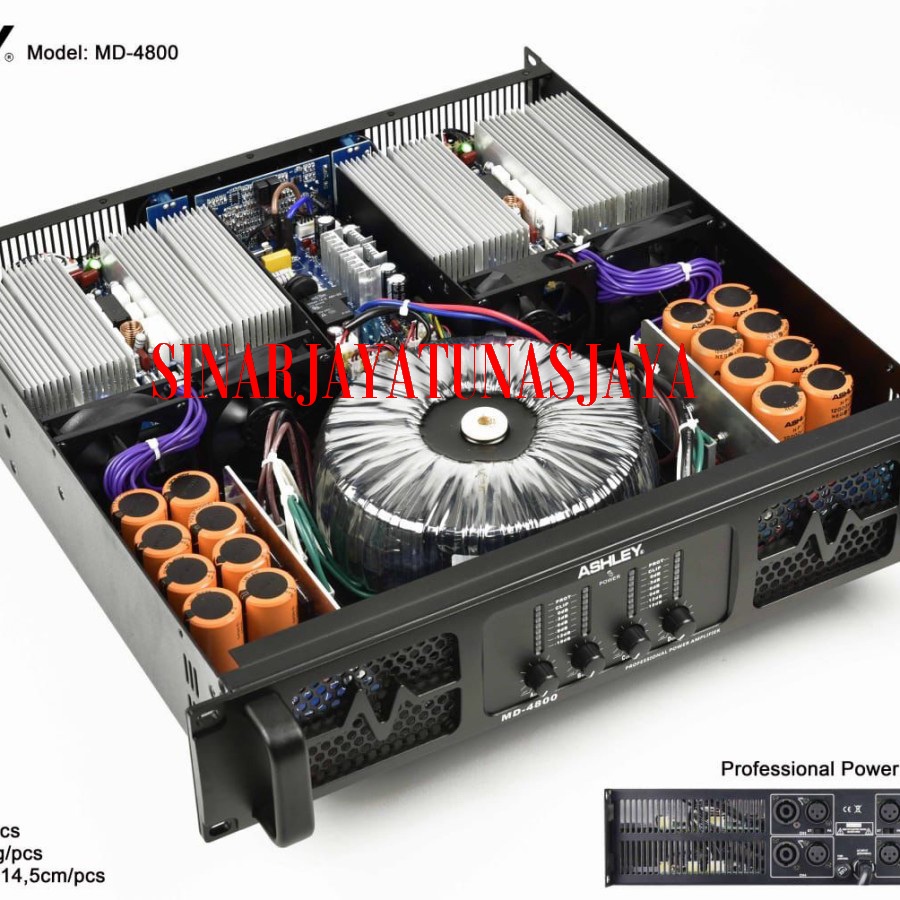 Power Ashley MD 4800 Amplifier Ashley MD4800 - 4 Channel Original HITAM