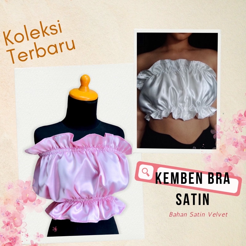 Kemben Wanita Ruffle Satin Kemben Satin Wanita Kemben Bra Kemben Tube Kemben Crop Top