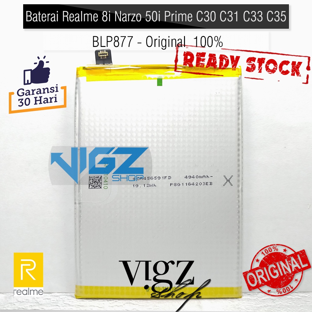 Baterai Realme 8i Narzo 50i Prime C30 C31 C33 C35 Narzo 50A Prime BLP877 Original 100%