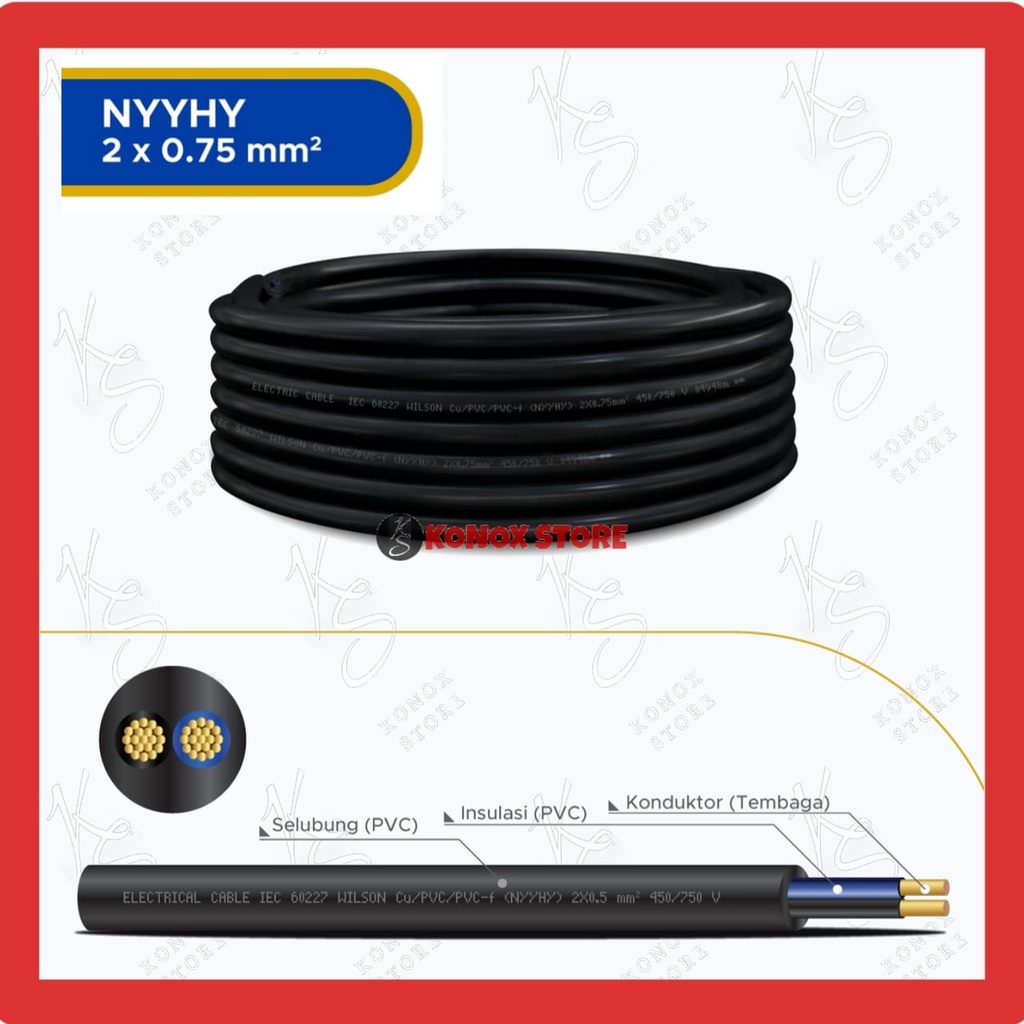 KABEL SERABUT NYMHY / KABEL NYMHY 2x0.75 mm2