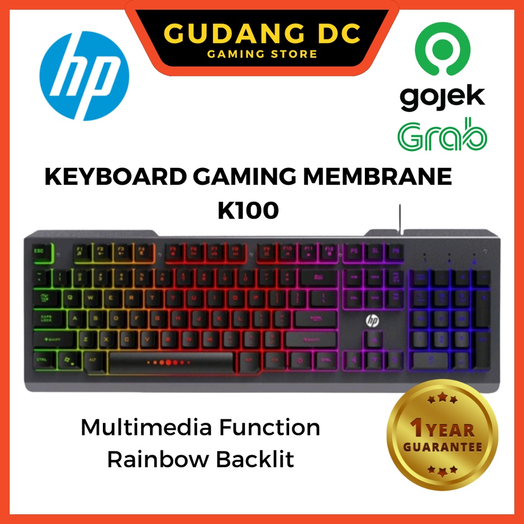 Keyboard Gaming RGB Membrane Keyboard & Multimedia Function HP K100