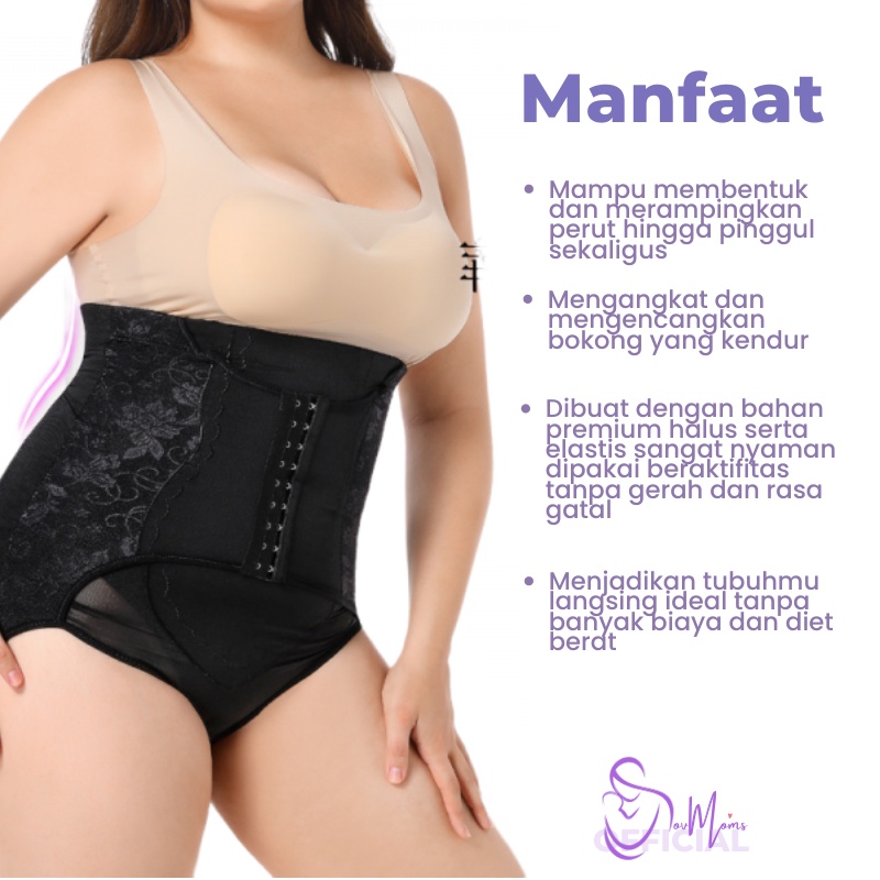 Korset CELANA KANCING Pelangsing Pengecil Perut Buncit Wanita Celana Dalam Renda Pengait Corset Pelangsing Perut Jumbo Cd Korset Wanita Alat Pengecil Perut Buncit Peramping Pinggang Pakaian Dalam Underwear Wanita Lace