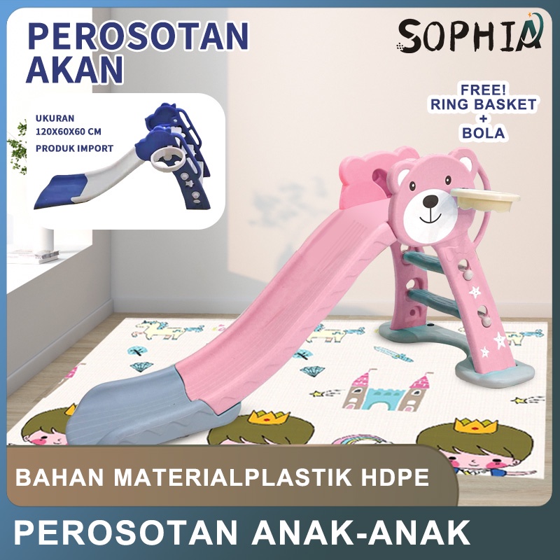 Sophia Perosotan Anak Mainan Anak Slide + Ring Basket Taman bermain keluarga -Mainan kombinasi kecil anak-anak