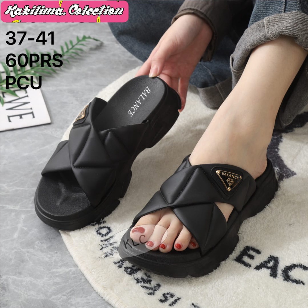 Sandal wedges silang wanita sandal karet jelly perempuan 2201-K13