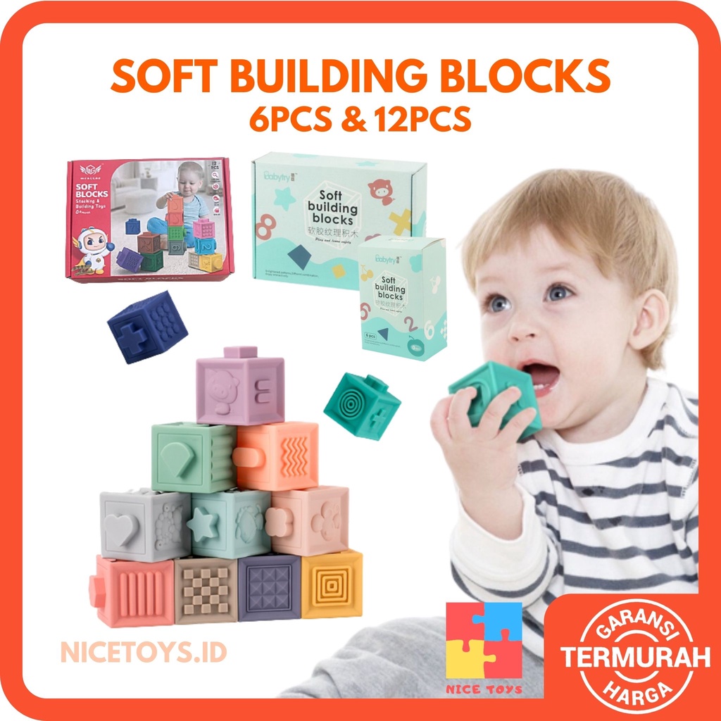 Soft Building Blocks Balok Bayi Balok Mainan Bayi Mainan Bayi Mainan Balita Balok Susun Bayi Baby Teether Bayi Gigitan Bayi Teether Mainan Balok Anak Mainan Montessori