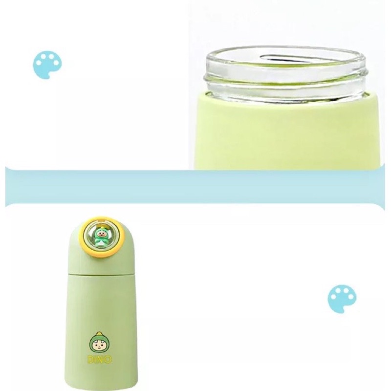 BOTOL MINUM KACA KARAKTER QUQU 360ML - THERMOS TEMPAT MINUM BOTOL KACA LUCU - BOTOL SEKOLAH - SOUVENIR BOTOL MINUM