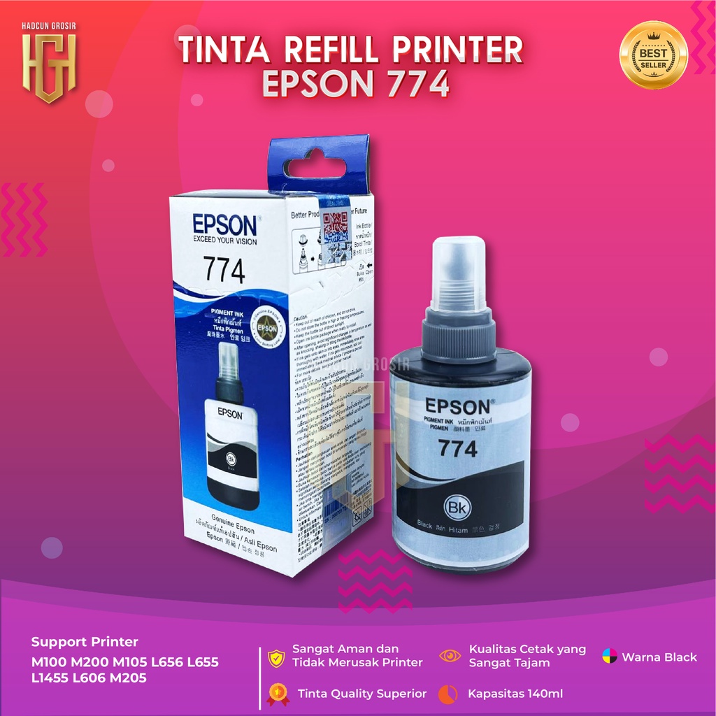 Tinta Epson 774 Black Tinta Printer M100 M200 L655 L1455