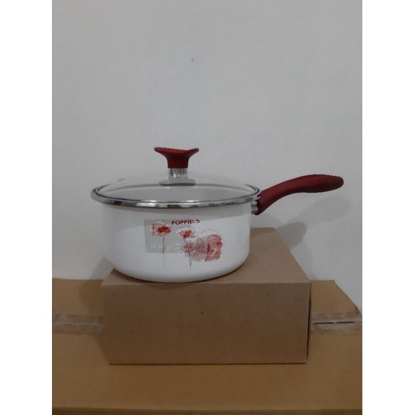 Panci Enamel Sauce Pan Poppies
