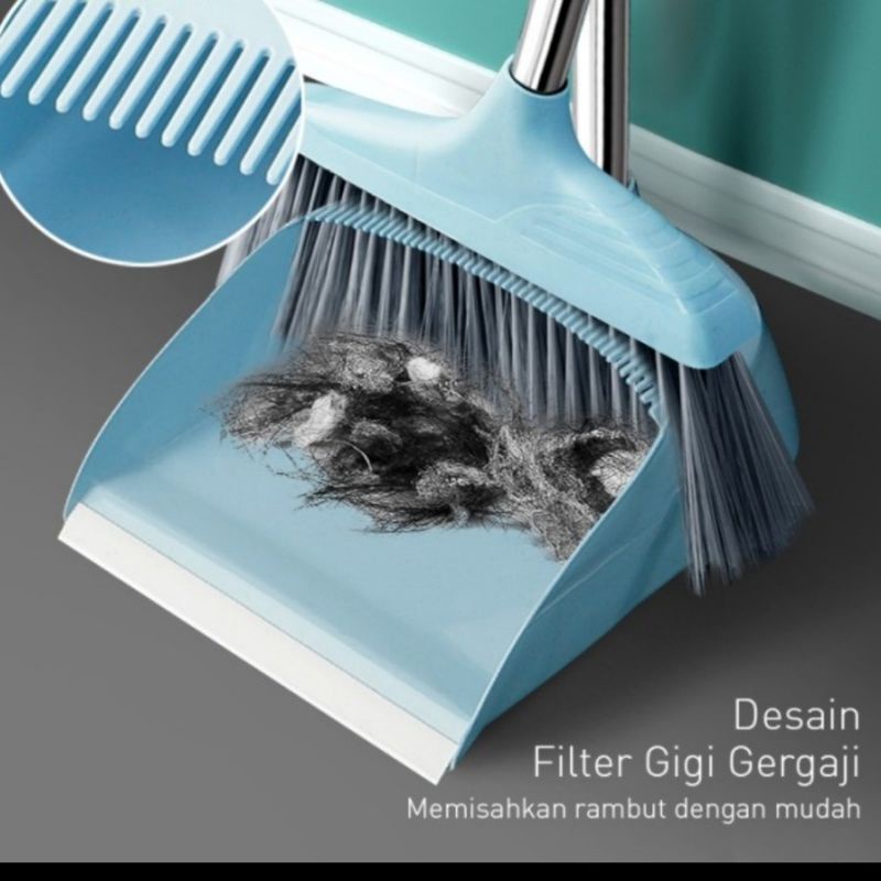 IKILOSHOP Set Dustpan Sapu Pengki Serok Set Alat Pembersih Lantai Dust Broom