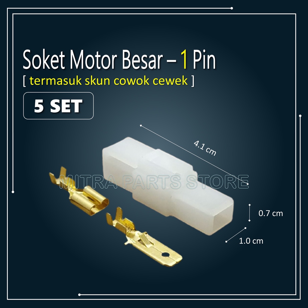 Socket Soket Konektor Kabel Motor 1 Pin BESAR 5 SET Termasuk Skun Sekun Kabel untuk Motor dan Mobil