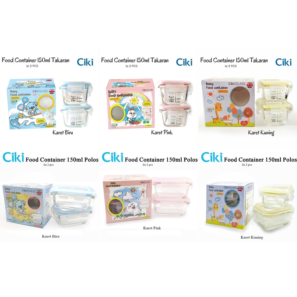 CIKI GLASS BABY FOOD CONTAINER 150ml / 370ml