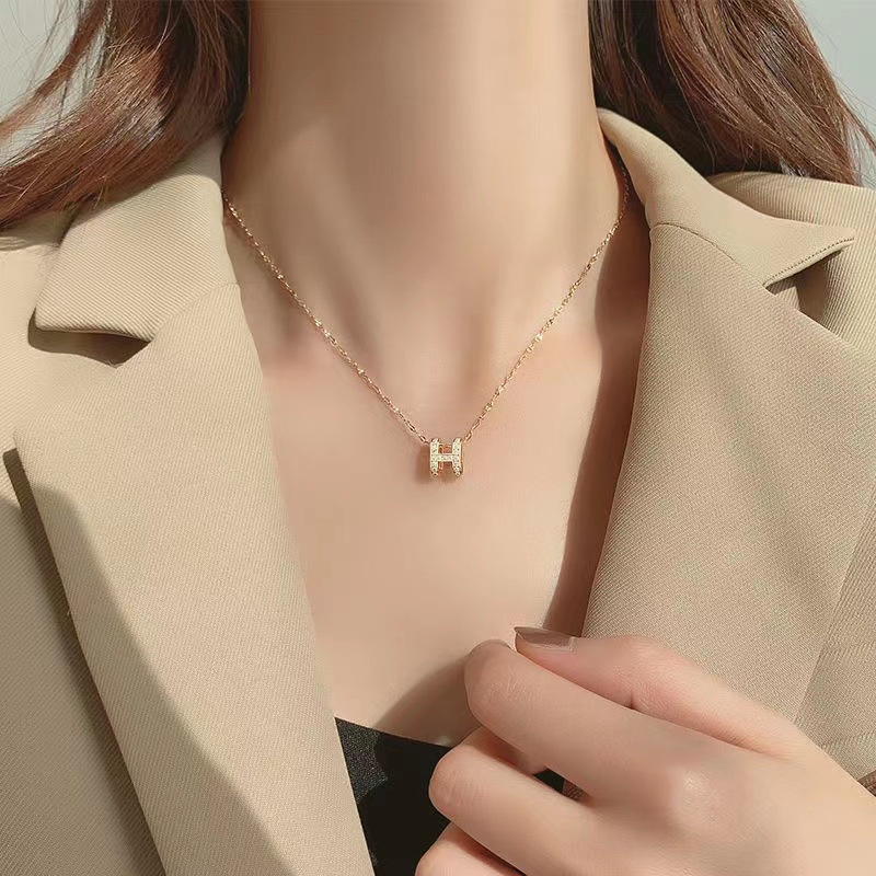 Kalung Huruf H Korea Ins Berlian Imitasi Korea Kerah Rantai Sekolah Kerja Kalung Perempuan Untuk Wanita