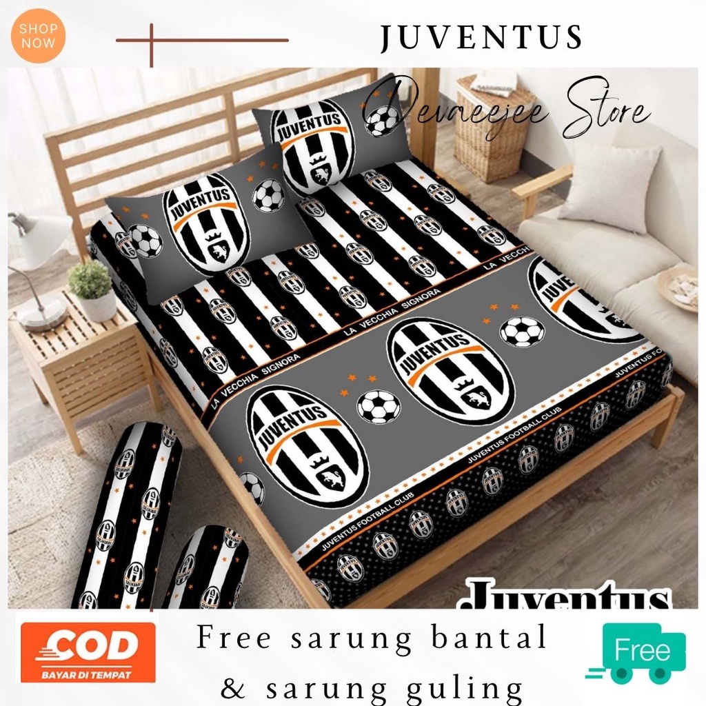 SPREI BOLA JUVENTUS, AC MILLAN, REAL MADRID, CHELSEA, MU, BARCA BAHAN ADEM, HALUS, LEMBUT, ANTI LUNTUR BAHAN MIRIP BONITA