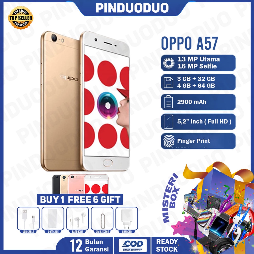 hp oppo A57 ram 4+64GB, Garansi distributor 4G grosir termurah