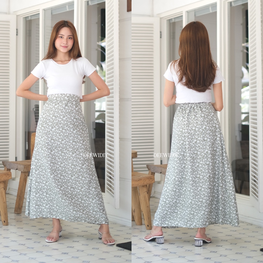 ROK BUNGA KOREA / ROK A-LINE MOTIF BUNGA / ROK PANJANG WANITA / JANGMI FLOWERY SKIRT DEEWIDIY