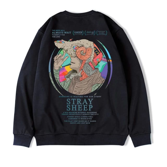 Sweater Basic Crewneck STRAY SHEEP Pria Wanita Bahan Fleece Tebal Ukuran S M L XL XXL XXXL