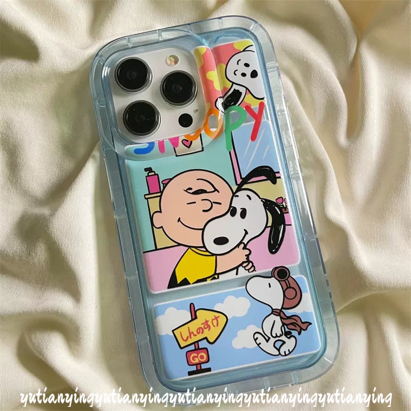 Cute Cartoon Snoopy Case Compatible for iPhone 11 XR 7Plus 8Plus 14 13 12 Pro Max 7 8 6 6S Plus X XS MAX Clear Shockproof Transparent Airbag Soft TPU Back Cover