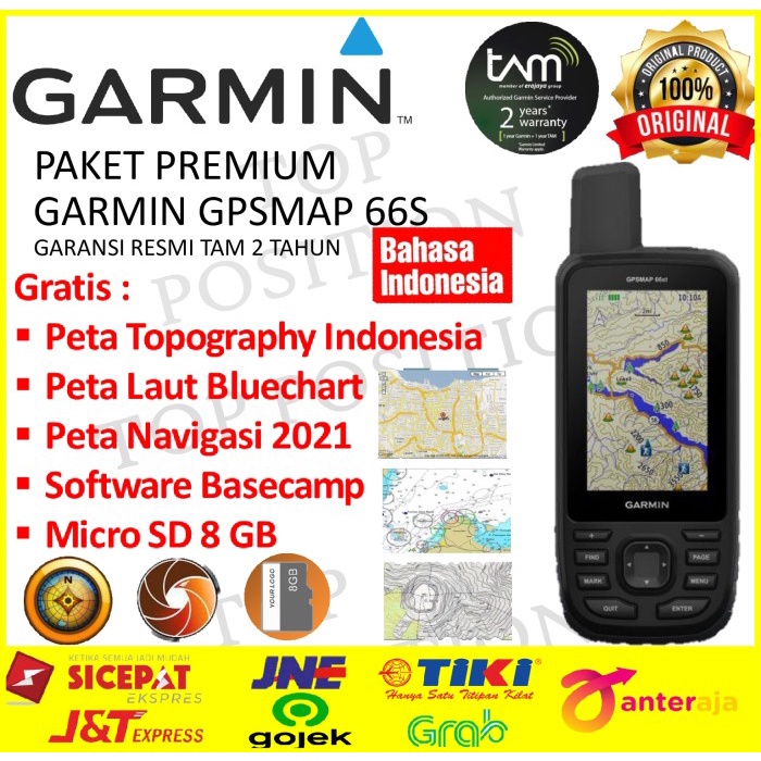 GARMIN GPSMAP 66s TERBARU PETA KONTUR TANAH PETA LAUT GARANSI TAM 2 TH