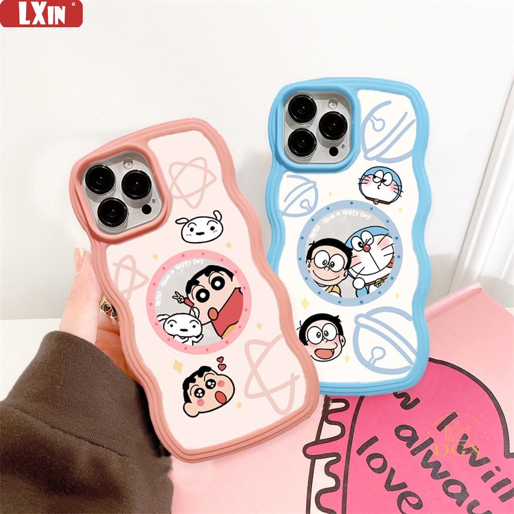 Doraemon Case OPPO A57 2022 A77S A17 A16 A15 A16K A54 A53 A12 A5S A7 A3S A11k A31 A52 A92 A94 A93 A37 F9 A1K A76 Dan Crayon ShinChan Wave Edge TPU Phone Case Cover
