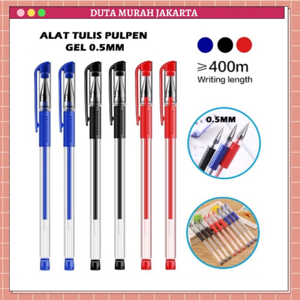 

Pulpen Gel Ink Pen 0.5mm 3 Warna Alat Tulis Perlengkapan Sekolah Pena Tinta Gel Standart Bullet Tip DMJ