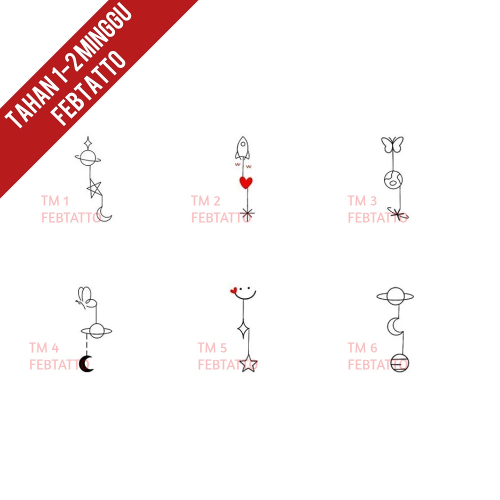 Tato Temporer Tato kecil Stiker Tatto bnga  - TM 1-6