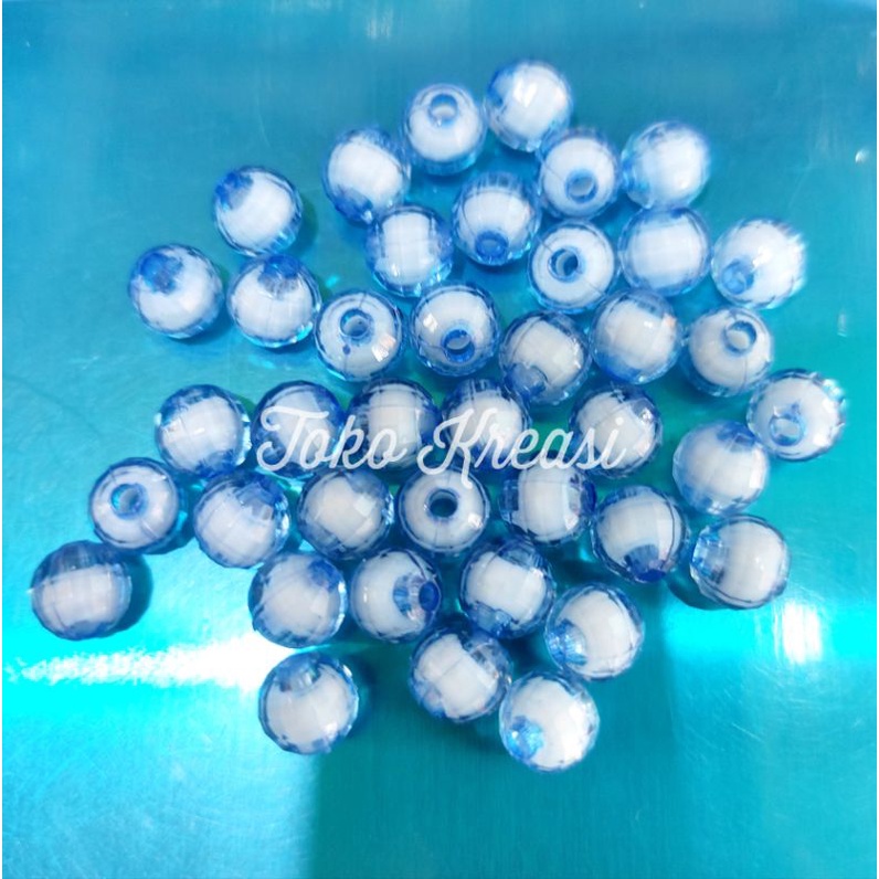 Mote / Manik lampion isi 8mm warna biru muda