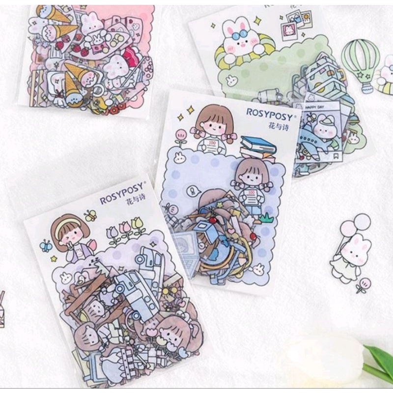 

NEW VARIAN Stiker Tumbler Stiker Rosyposy Transparan Daily Activity Transparant Sticker Cute Series