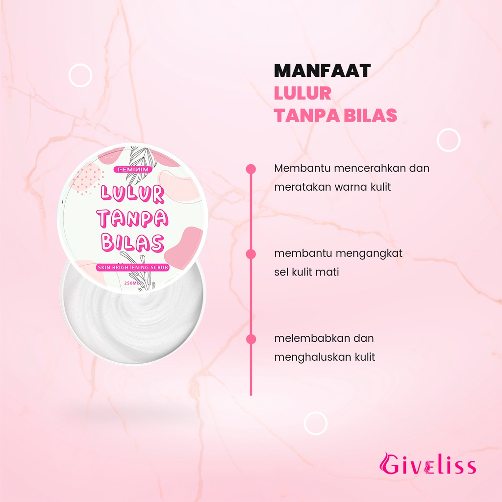 Giveliss Feminim Lulur Mandi Tanpa Bilas Air dengan Aroma Cherry Blossom Organik Pemutihan