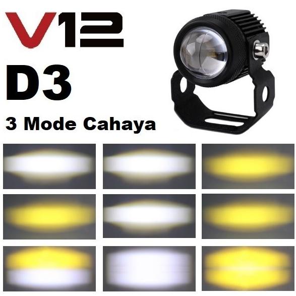 Lampu Sorot Tembak Laser Gun Mini LED V12 D2 D3 Mobil Motor Lasergun