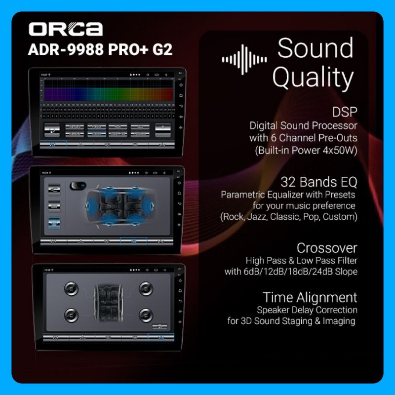 Head Unit Android 9 inch / 10 inch ORCA ADR-9988 PRO+/PRO Plus G2 (Generasi ke-2)