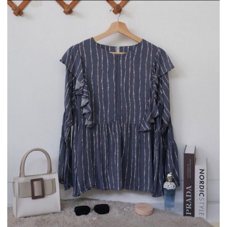 Vanilla Hijab Riana Blouse - Jeans (S/M) / Blouse Wanita Cantik / Blouse Wanita Branded