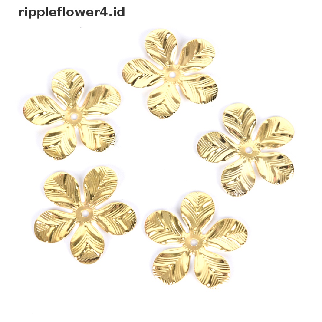 {rippleflower4.id} 50pcs/set Vintage Logam Bunga Kerawang Slice Ch Perhiasan Temuan Kerajinan DIY~