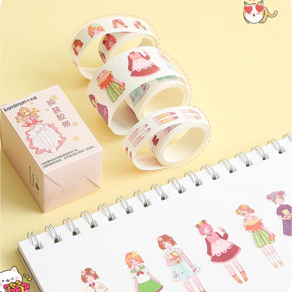 Lanfy Kecantikan Dress Up Tape Stiker Kartun Mahasiswa Scrapbooking Aesthetic Mainan Anak Jurnal DIY Stiker Hias