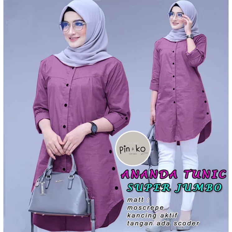 PIK - Tunik Ananda JUMBO XL, XXL, 3XL /ATASAN MUSLIM/ TUNIK WANITA/ PAKAIAN WANITA / BAJU MUSLIM