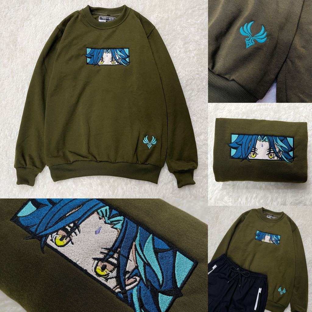 Crewneck Xiao Embroidery Anime Gaming Genshin Impact Premium Unisex