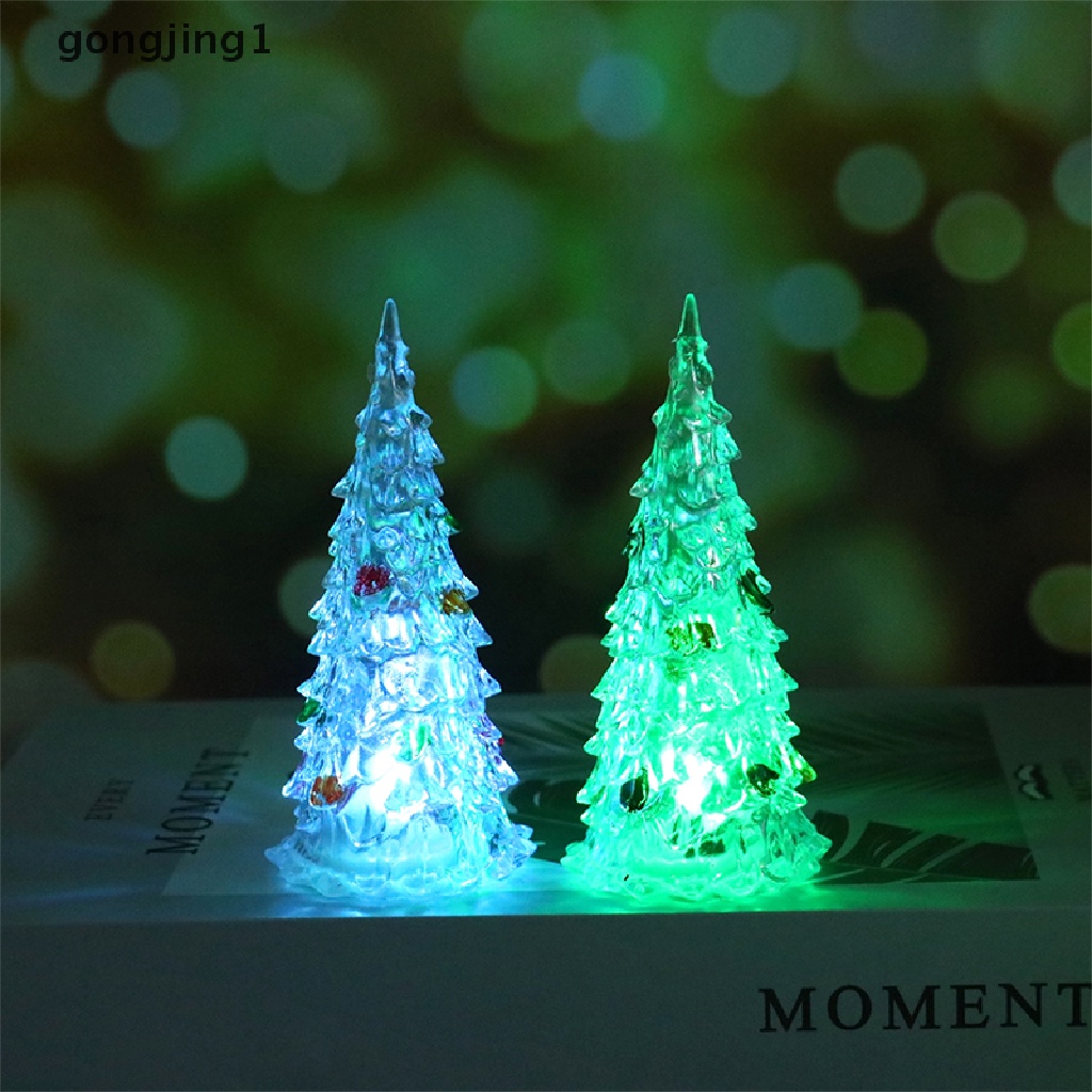 Ggg Pohon Natal Mini Pohon Natal Lampu LED Ornamen Rumah Boneka Christmas Tree Warna Warni Cahaya ID