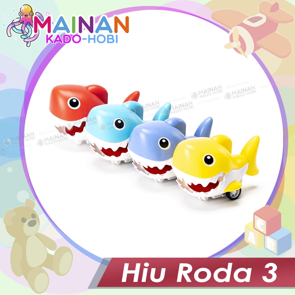 MAINAN ANAK PRESS CAR PULL BACK ANIMAL MOBIL SHARK HIU RODA DUA